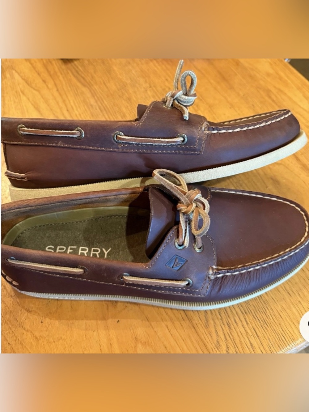 Sperry Top-Sider 2-Eye Tan Leather Boat Shoes Size 9.5 M #STS18309. New